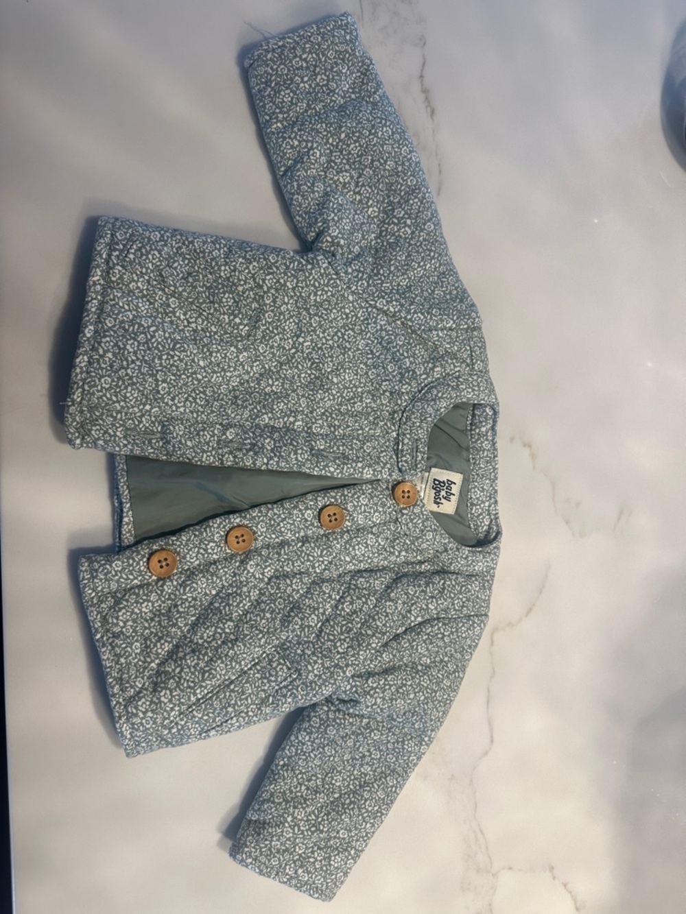 Baby Gap Light Blue Floral Quilted Puffer Jacket
